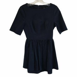 Asos‎ Womens Fit & Flare Skater Dress Size 2 Black Short Sleeve Round Neck Zip